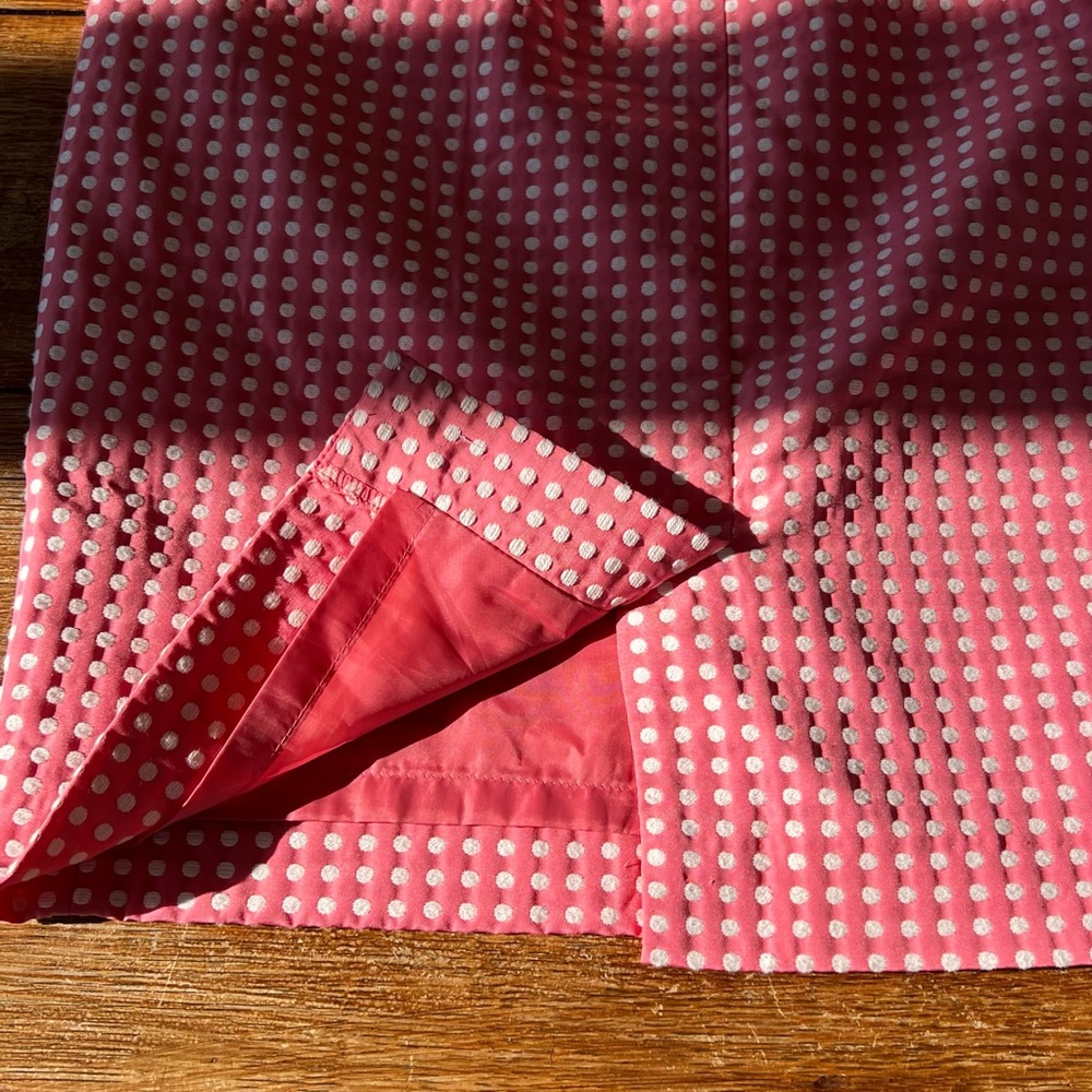 LOFT Pink White Polka Dot Side Zip Pencil Mini Skirt Bow Accent Lined size 6 - Picture 14 of 15